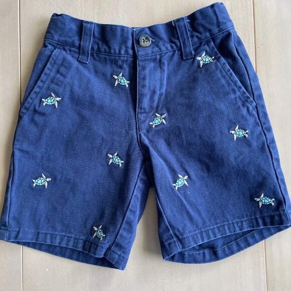 Janie and Jack Sea Turtle Embroidered Blue Toddler Boy Shorts - Size 2T - Picture 2 of 6